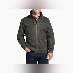 KUHL BURR Jacket in Gun Metal Size Medium 1052 Vintage Patina Dye Brown Grey